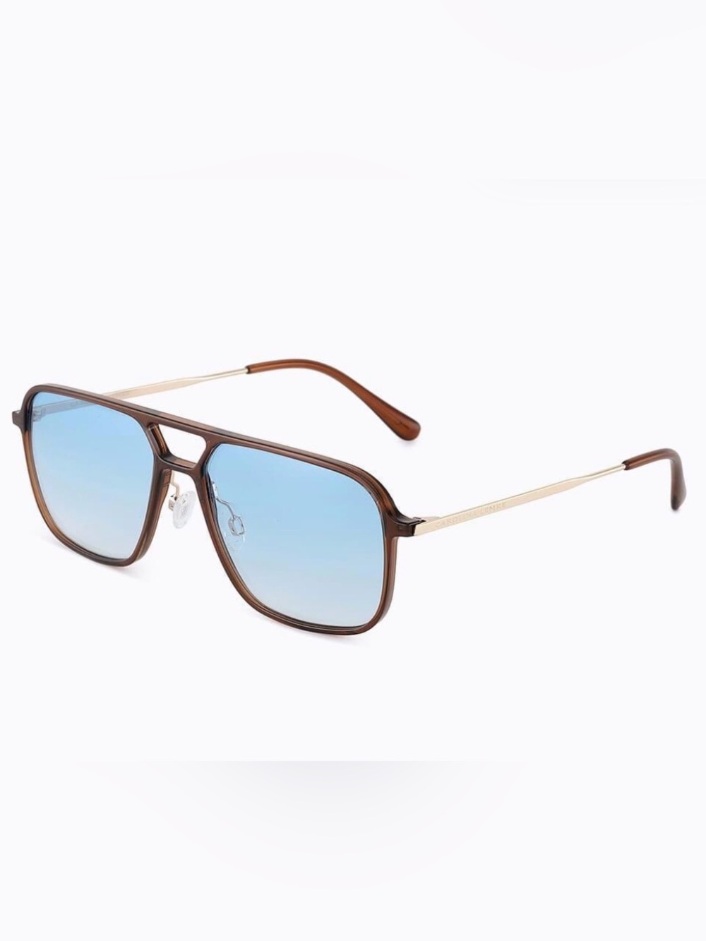 Carolina Lemke Tirol Transparent Brown Square Sunglasses Blue Gradient CL3499-05